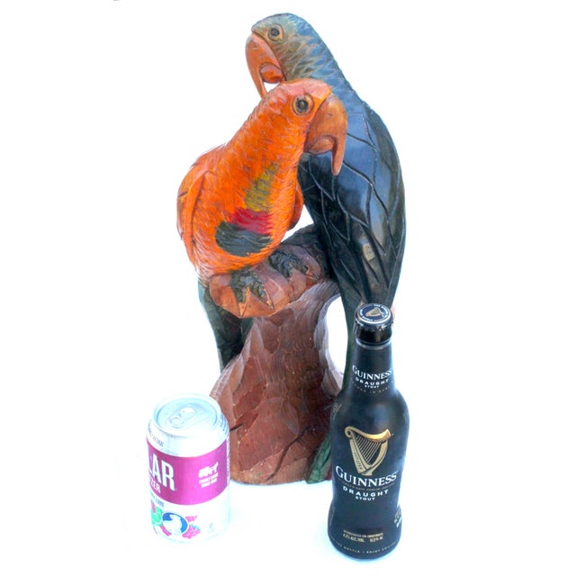 Contemporary Hand-Carved Hardwood Macaw Parrot Sculpture Vintage 1970s - Peruvian For Sale - Image 3 of 14