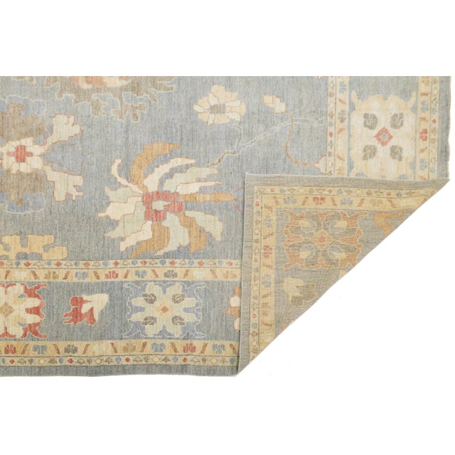 Contemporary Oushak Turkish-Inspired Floral Area Rug in Soft Earth Tones 12x16 For Sale - Image 4 of 11