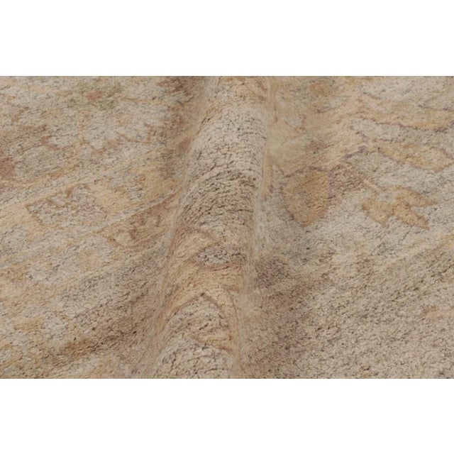 Camel Rug & Kilim’s Oversized Distressed Oushak Style Rug With Floral Design in Beige For Sale - Image 8 of 10