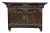 Dark Brown Vintage Point Edge Characters Engraved Top Credenza Cabinet For Sale
