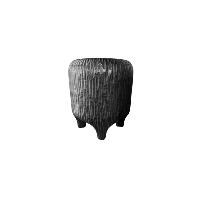 Sculptural Suar Wood Side Table, Burnt Finish Modern Organic For Sale - Image 4 of 5
