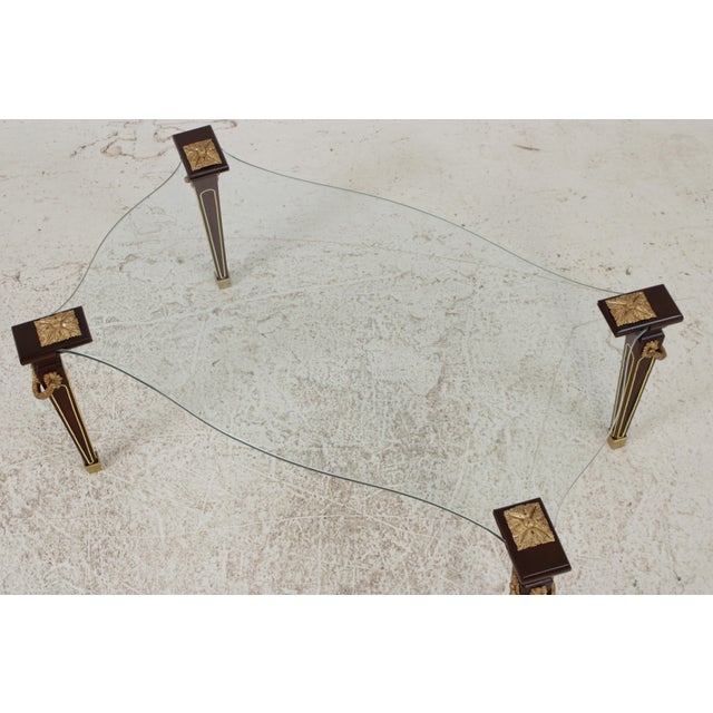 Vintage Louis XVI Dore Glass Coffee Cocktail Table For Sale - Image 4 of 13