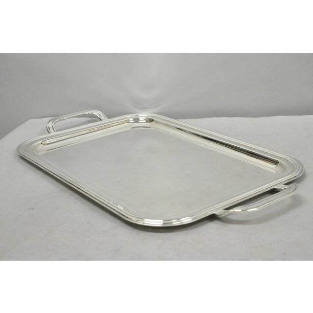 Late 20th Century Contemporary Modern Landes Silver Plated Rectangular Bar Serving Platter Tray For Sale - Image 9 of 12