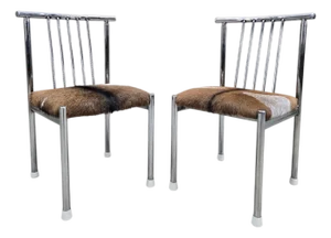 MCM B. Brody Chrome Spindle Back Side Chairs Newly Reupholstered – Pair