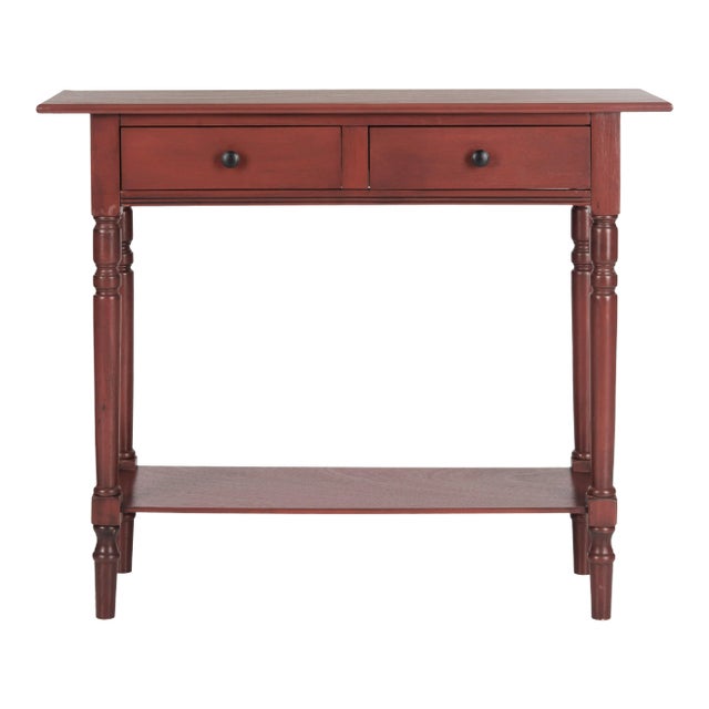 Two Drawer Console with MoldedLegs in Red For Sale