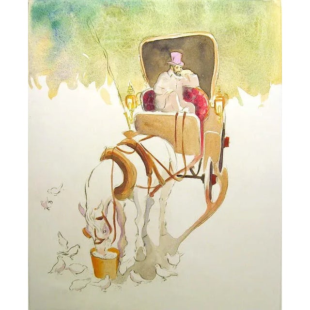 "Central Park" unframed hand-colored drypoint etching by William Papas. This is a drypoint etching that was printed in...