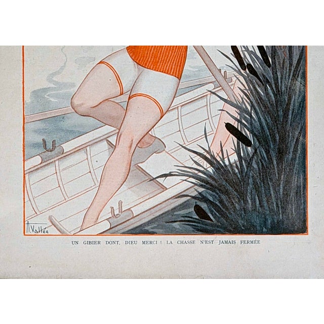 Illustration Original 1916 La Vie Parisienne Illustration by A. Vallée, “Poules D’Eau” (Water Hens) For Sale - Image 3 of 3