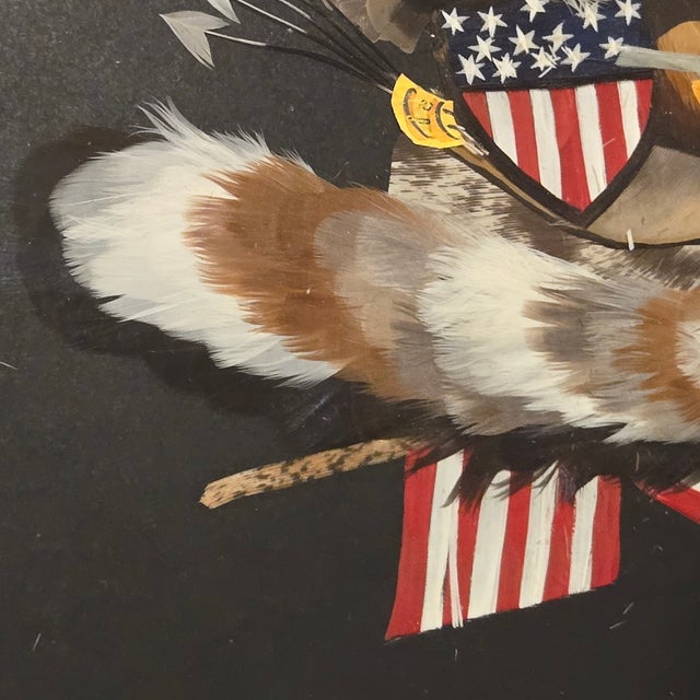 Antique Victorian Feather Art American Federal Patriotic Eagle & Flag Untouched Estate Condition C. 1880-1900 For Sale - Image 11 of 18