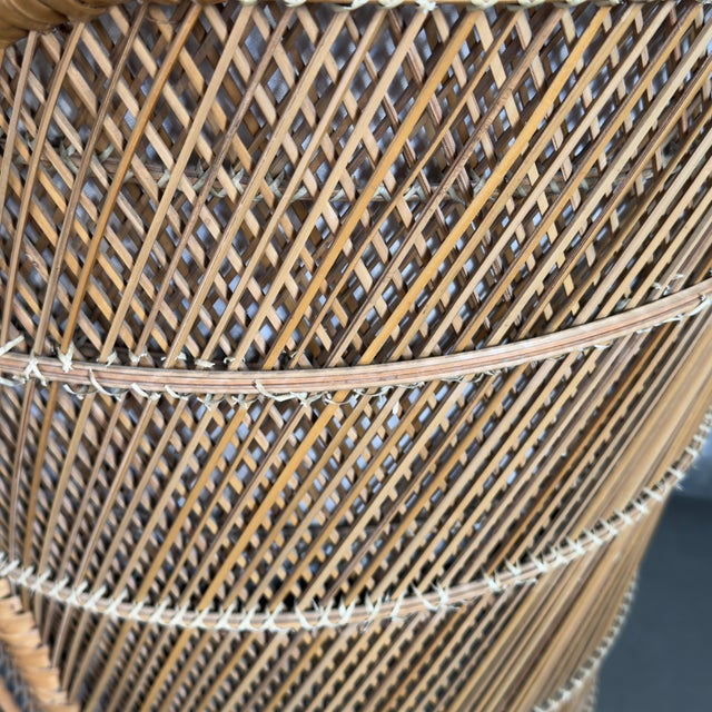 20th Century Modernist Wicker Rattan Wicker Tub Chair with Cushions For Sale - Image 9 of 13