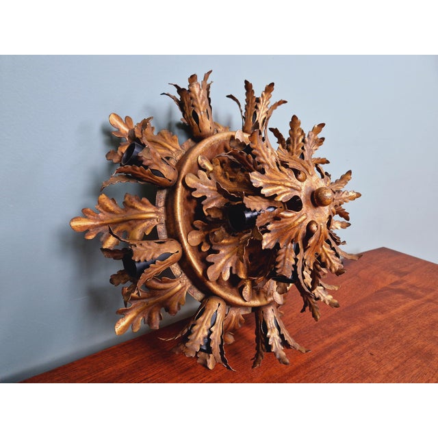 Large Gold Metal Ceiling Light from Banci Firenze, Italy, 1960s For Sale - Image 11 of 16