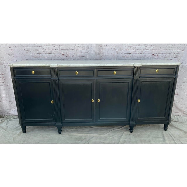 French Louis XVI Painted Sideboard - Enfilade With Marble Top 19th Century For Sale - Image 13 of 13