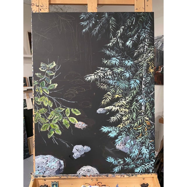 Contemporary The Exuberance of Nature Revealed by Deb Komitor | Oil on cradle board Stream and foliage scene. For Sale - Image 3 of 5
