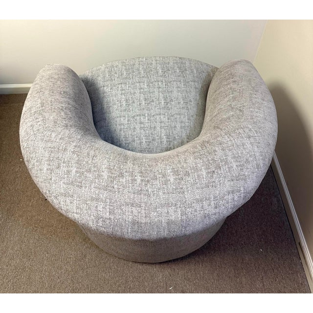 Textile Custom Made Contemporary Taupe Swivel Chairs For Sale - Image 7 of 10