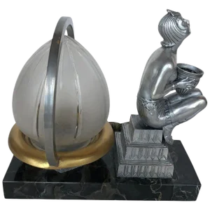 French Silver Plated Art Nouveau or Art Deco Lamp