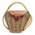 Ooak Mid-Century 1960s Woven Wicker Creel Basket With Leather Flap Tubular Handles For Sale