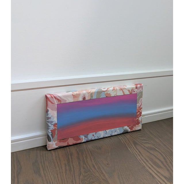 2020s "Ease" Contemporary Abstract Painting on Floral Vintage Textile For Sale - Image 5 of 6
