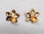 Metal Vintage 1950s Signed Pennino Goldtone Flowers With Clear Rhinestones Clip Earrings-2 Piece For Sale - Image 7 of 7