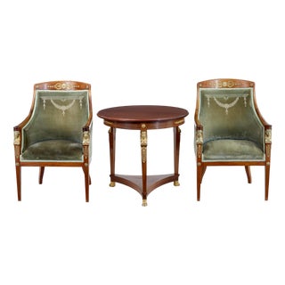 Swedish Art Deco Mahogany Living Room Set, 1920s, Set of 3 For Sale