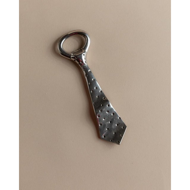 Mid-Century Style Silver-Plated Tie Bottle Opener with Polka Dots, 1980s For Sale - Image 11 of 11