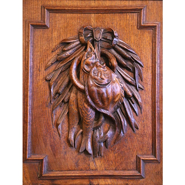 Mid 19th Century 19th Century French Carved Oak Hunt Cabinet With Bird and Fish Motifs For Sale - Image 5 of 12