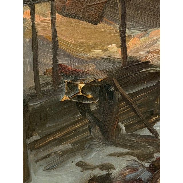 Slate Gray 1934 Antique Kiev Oil Painting A. Alexandrov Signed Historical Revolution Study For Sale - Image 8 of 12
