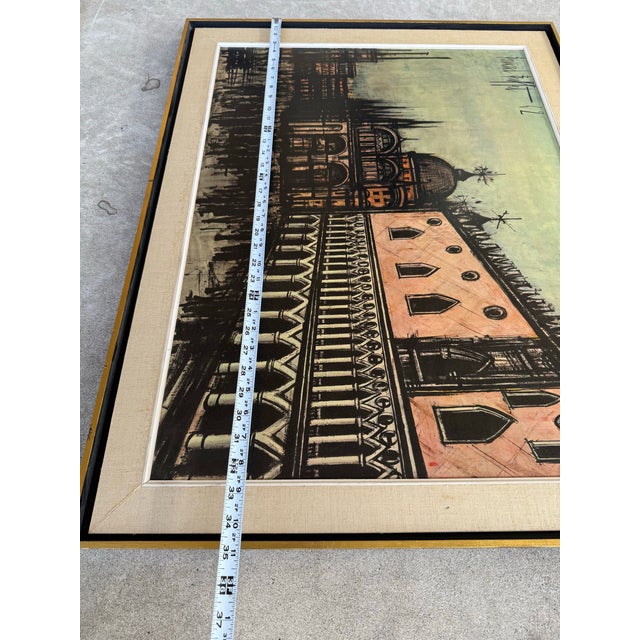 Wood Bernard Buffet Venise La Piazzetta 1962 Framed Print For Sale - Image 7 of 9