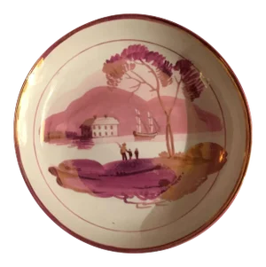 English Regency 19th Century Pink Sunderland Luster Lustre Pearlware Staffordshire Saucer Plate