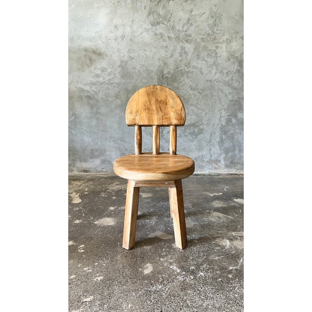 Small Children's Chair in Natural Blond Teak with Three-Bar Back For Sale - Image 6 of 18
