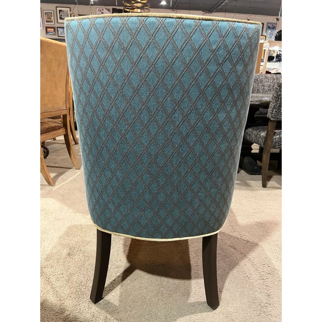 Mid-Century Modern Blue and Ivory Diamond Chair For Sale - Image 3 of 4