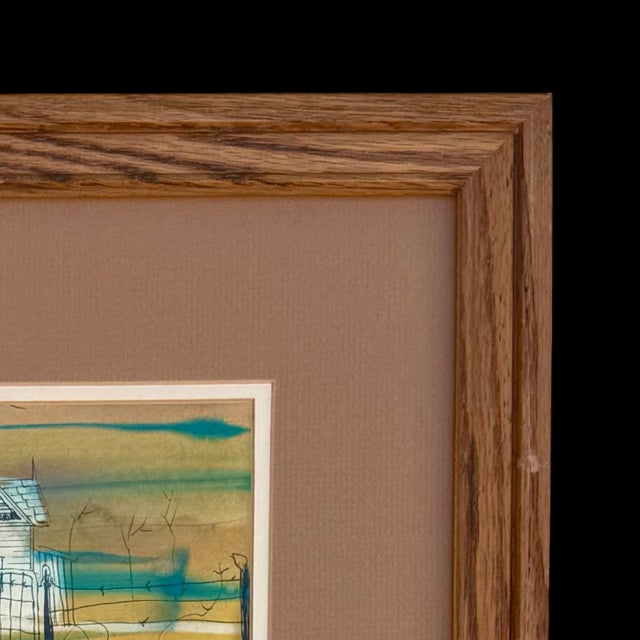 Vintage Leo Thompson Watercolor Painting of Rural Landscape, Signed & Framed Americana Art For Sale In San Diego - Image 6 of 9