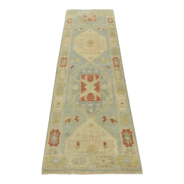 Anatolia Runner 2’10” X 8’7” Blue Wool Tribal Hand-Knotted Oriental Rug For Sale