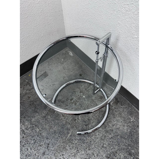 Alivar Eileen Grey Style Chrome + Glass Side Table For Sale - Image 9 of 12