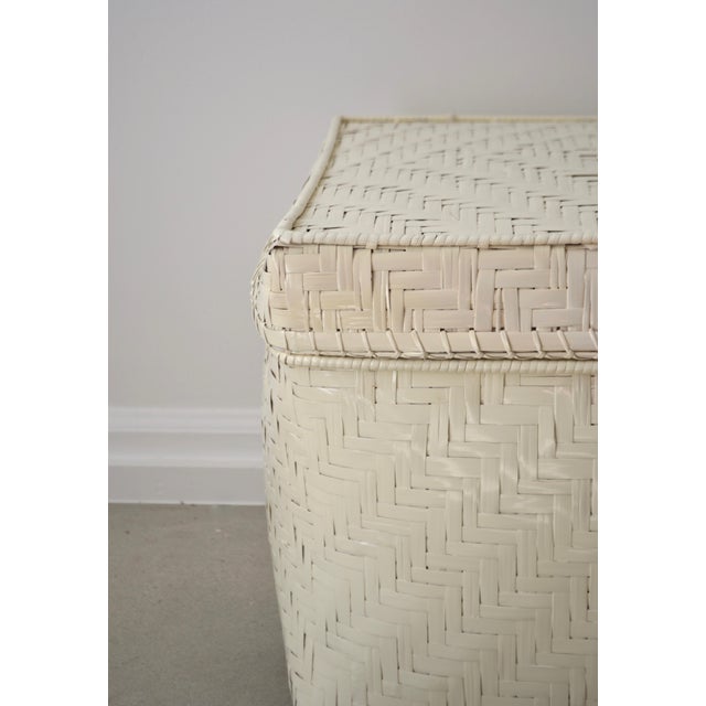 1960s MidCentury White Lacquered Rattan Basket Chairish