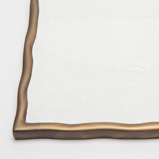 Metal Rectangular Melting Tray in White Shagreen With Bronze Patina Brass by R&y Augousti For Sale - Image 7 of 7