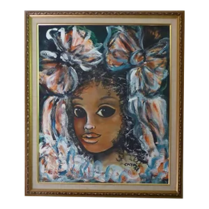 Latin American Oil on Panel Painting Titled Cachita by Hector Catá, Cuban American Artist 1997