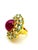 Gemstone Bochic “Orient” Natural Ruby & Aquamarine Ring Set In 18K Gold & Silver For Sale - Image 7 of 14