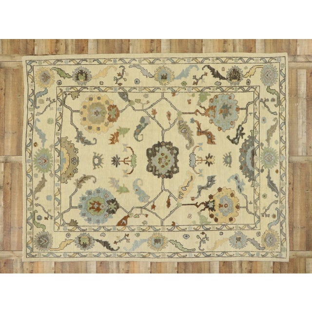 Tan Turkish Oushak Rug, 08'10 X 11'02 For Sale - Image 8 of 10