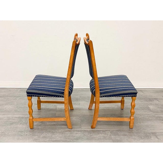6 Blue Danish Modern Oak Dining Chairs Set Circa 1960's. For Sale - Image 12 of 12
