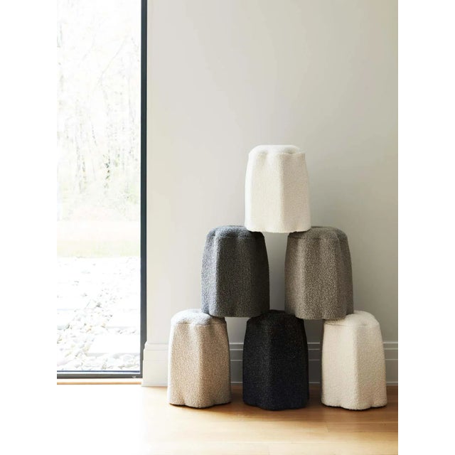 Christian Siriano Christian Siriano Lily Stool in Taupe Bouclé For Sale - Image 4 of 6