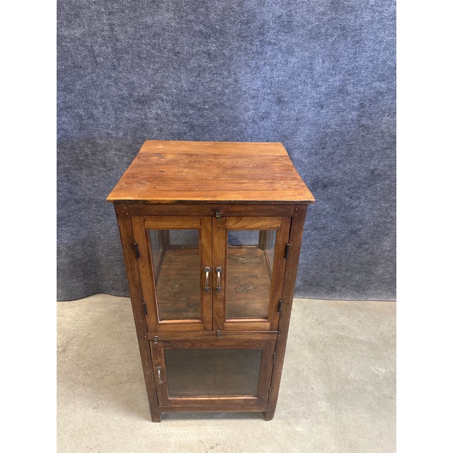 1990s Rustic Wood & Glass Display Cabinet For Sale - Image 4 of 6