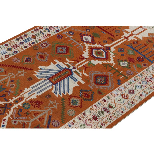 Rug & Kilim 2010s Rug & Kilim’s Oushak Style Rug in Orange and White With Geometric Patterns For Sale - Image 4 of 7