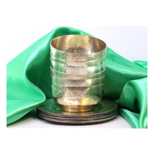 Wash Basins and Plates in Hammered Silver, Set of 6, in Very Good conditions. Designed from 2000 This piece has an...