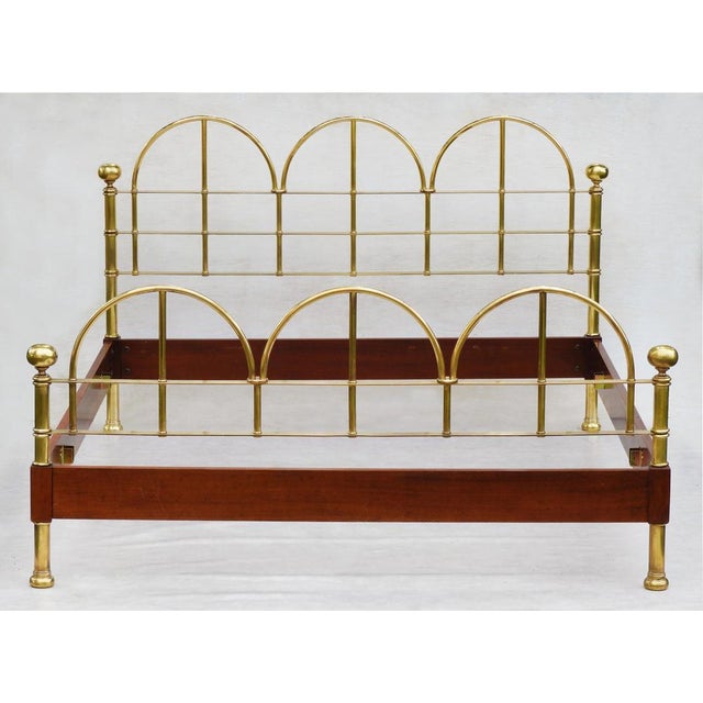 Brown Vintage Italian Brass and Wood Bed, 1980 For Sale - Image 8 of 8