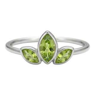 Natural Peridot Marquise Cut Ring | August Birthstone Handmade Ring Us 7 For Sale