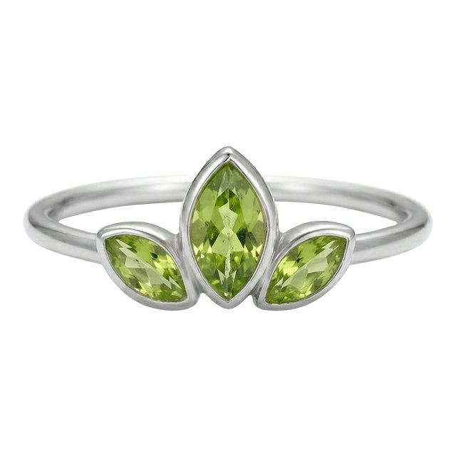 Natural Peridot Marquise Cut Ring | August Birthstone Handmade Ring Us 7 For Sale