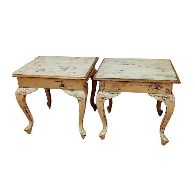 Mid 20th Century Antique French Provincial Distressed Side Tables Set For Sale - Image 5 of 9