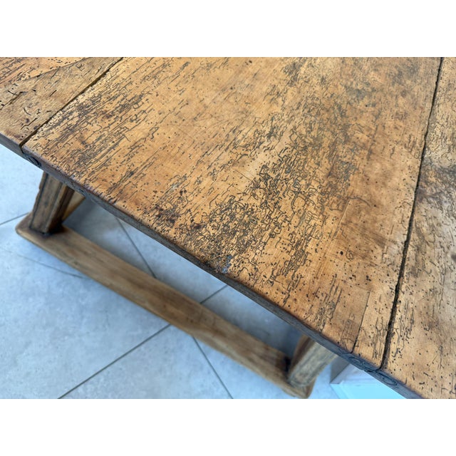Rustic Farmhouse Dining Table in Natural Wood For Sale - Image 11 of 17