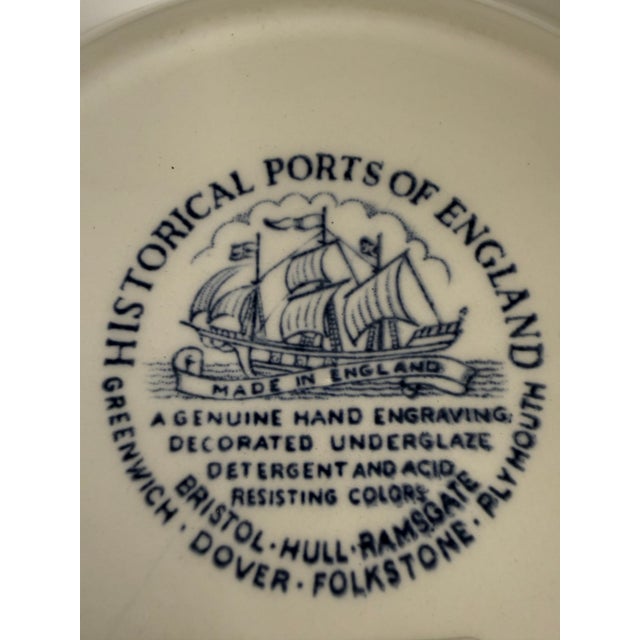 Late 20th Century Vintage Historic Ports of England Blue Transferware Dessert Bowl For Sale - Image 5 of 5