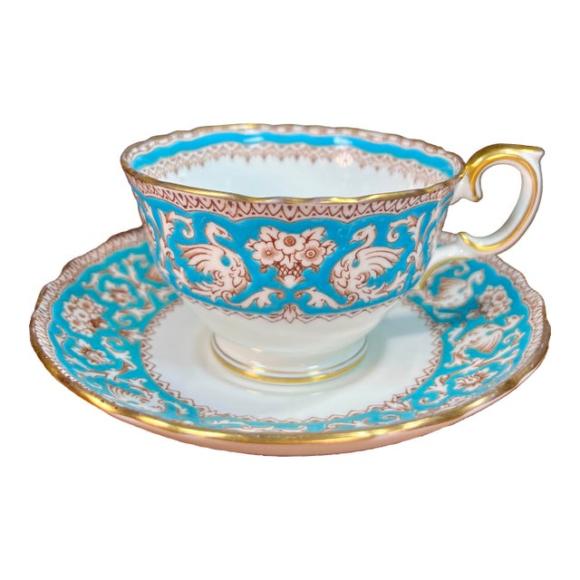 1970s Crown Staffordshire Ellesmere Footed Cup & Saucer Set For Sale