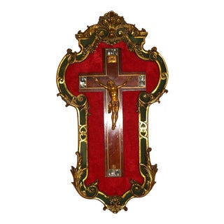 Victorian Baroque Gilded Bronze Crucifix For Sale